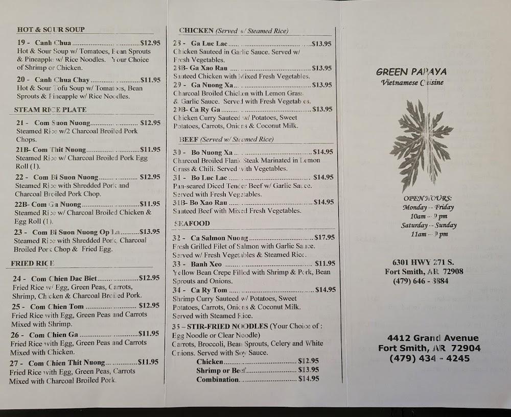 Green Papaya on Hwy 271 S Menu image 1